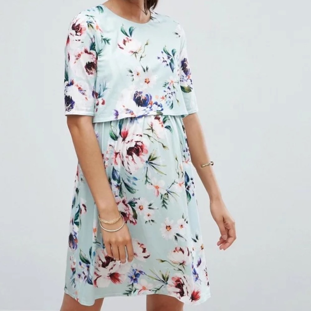 Asos double layer maternity dress size 10 floral